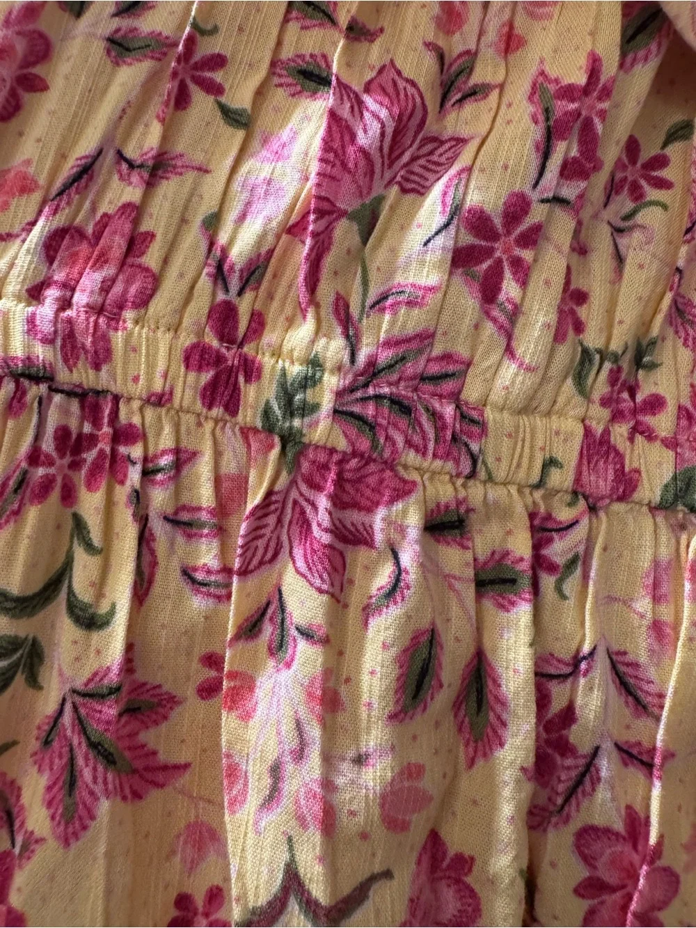 Old Navy Yellow Dress with Pink Floral Print